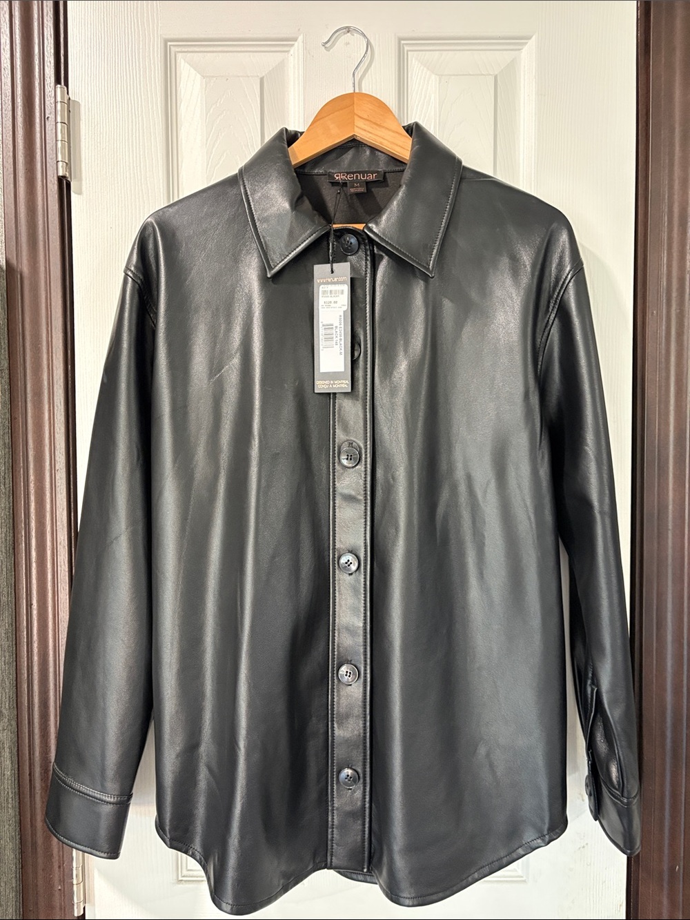 Renuar Women’s Black Faux Leather Shirt Jacket